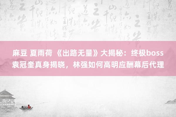 麻豆 夏雨荷 《出路无量》大揭秘：终极boss袁冠奎真身揭晓，林强如何高明应酬幕后代理