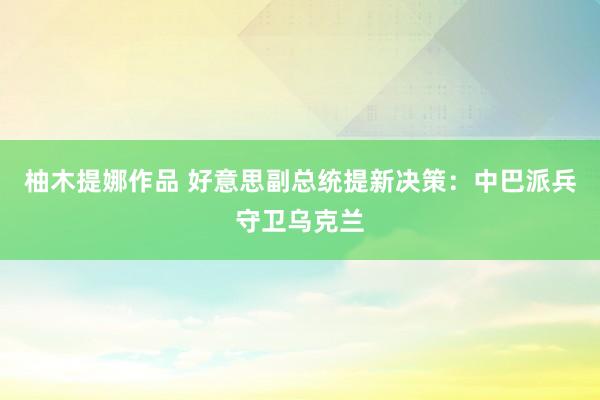 柚木提娜作品 好意思副总统提新决策：中巴派兵守卫乌克兰