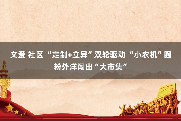 文爱 社区 “定制+立异”双轮驱动 “小农机”圈粉外洋闯出“大市集”