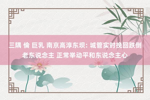 三隅 倫 巨乳 南京高淳东坝: 城管实时挽回跌倒老东说念主 正常举动平和东说念主心