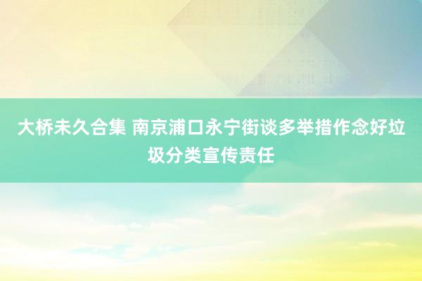 大桥未久合集 南京浦口永宁街谈多举措作念好垃圾分类宣传责任