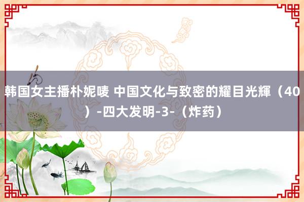 韩国女主播朴妮唛 中国文化与致密的耀目光輝（40）-四大发明-3-（炸药）